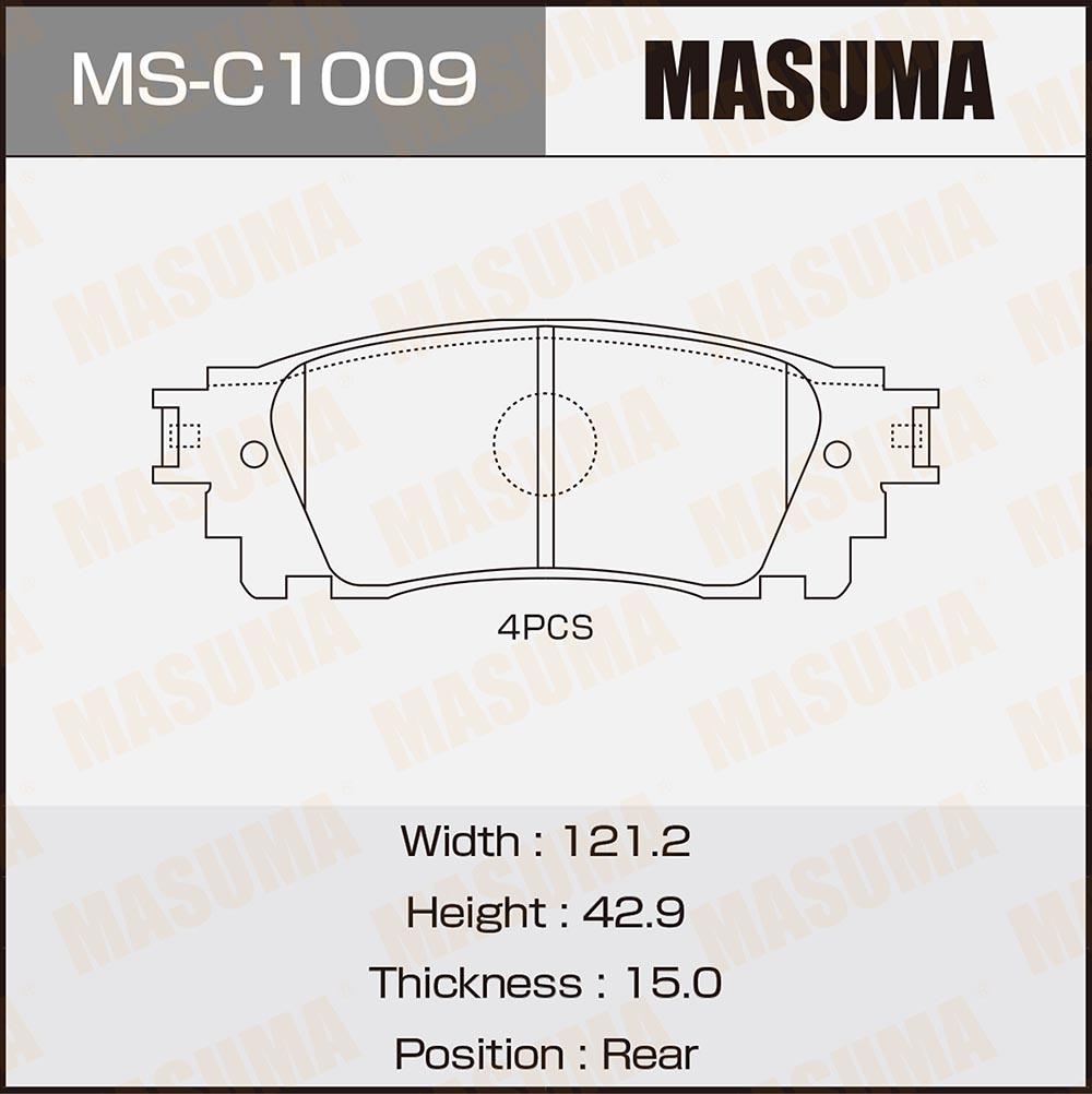 Колодки тормозные Lexus NX 14-; Toyota Alphard 15- задние дисковые MASUMA