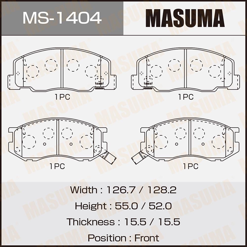 Колодки тормозные Toyota Previa 90-00, Liteace, Townace 97-08; Daihatsu передние MASUMA