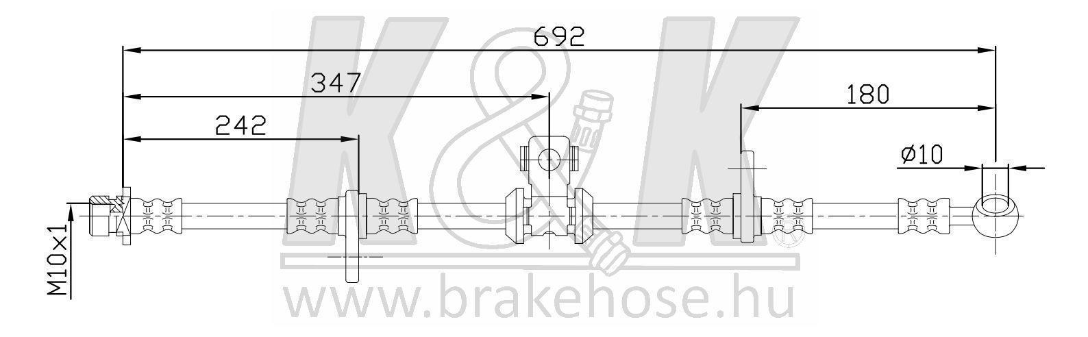 Шланг тормозной HONDA ACCORD IV (CB) 1989- передний правый \ FT3601 K&K
