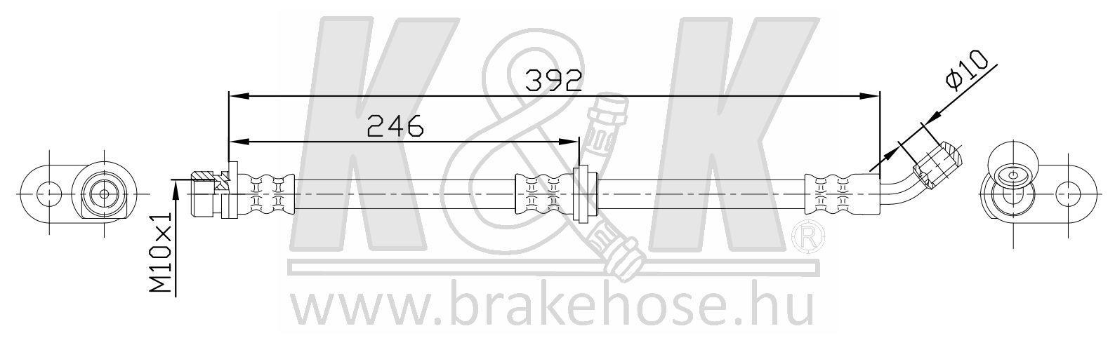 Шланг тормозной HONDA ACCORD VI (CK, CG, CH, CF) 1997- задний левый \ FT5198 K&K