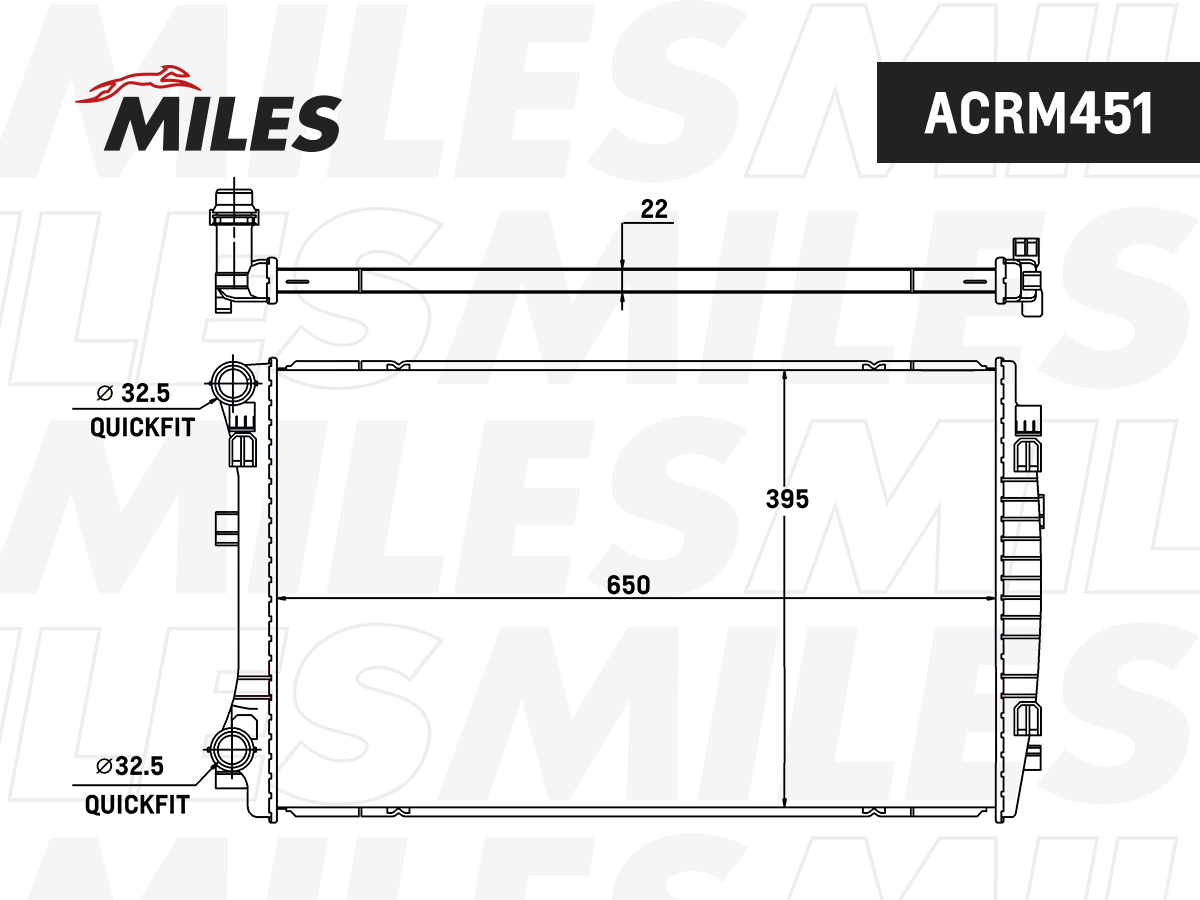 Радиатор MILES VAG A3/G7/OCTAVIA 1.2T-1.4T/1.6TD-2.0TD 12-