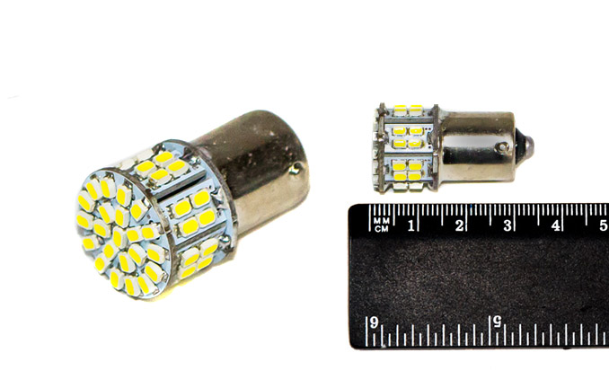 Лампа светодиод 12-21 (стоп, габарит) белая 50SMD 3 этажа BA15s NOVA-PRO/DINWARD (крат_уп_10шт)