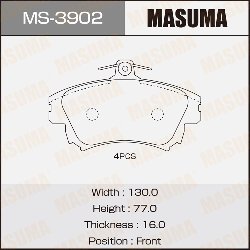 Колодки тормозные Mitsubishi Carisma (DA) 95-; Volvo S40 96- передние MASUMA