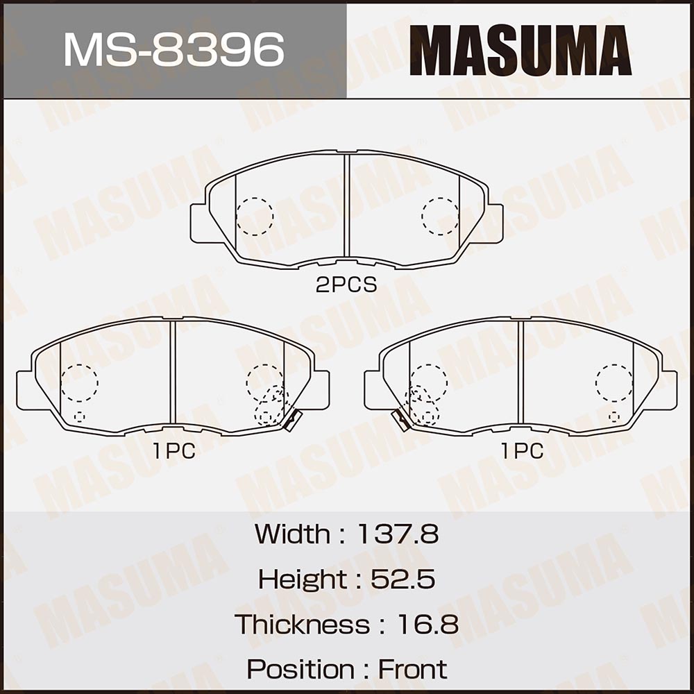 Колодки тормозные MASUMA AN-455WK, NP8000, P28042 front (аналог MS-8484)