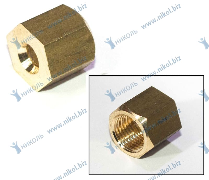 Штуцер М10*1 тормозной трубки (переходник-соединитель) OTIDO латунь (крат_уп_5шт)