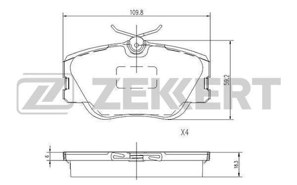 Колодки тормозные MB 190 (201) 84-, E-Class (124) 93-, S-Class передние дисковые (GDB818) Zekkert