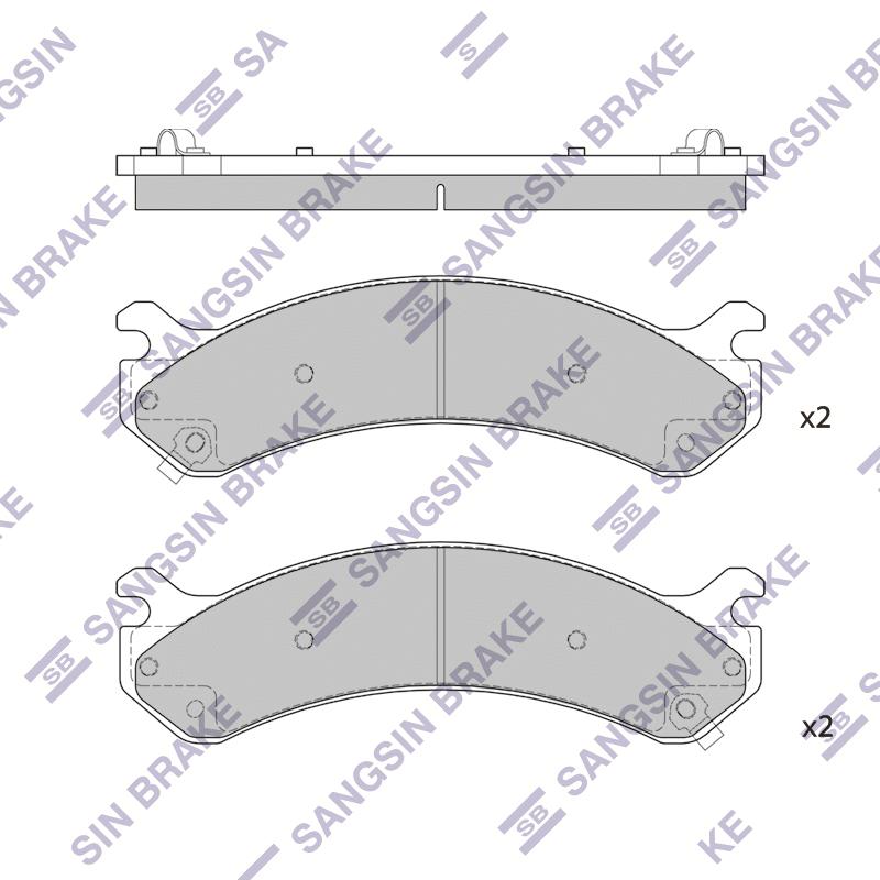 Колодки тормозные SANGSIN BRAKE HUMMER H2 04-07/SUBURBAN 00-07 перед.