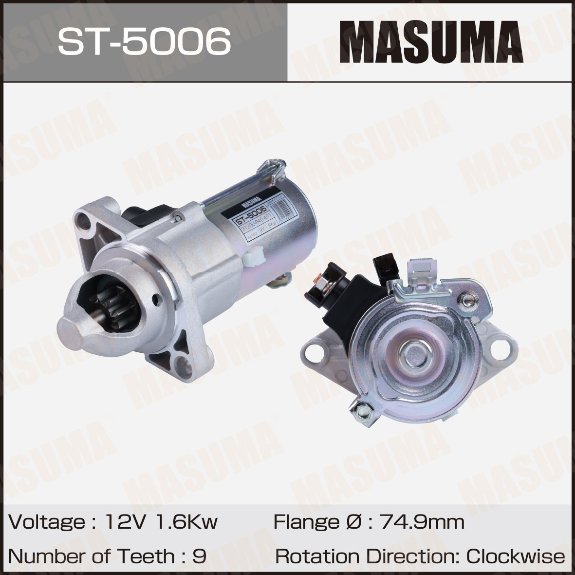 Стартер Honda K20Z2, K20Z4 (12V/1.6KW) Masuma