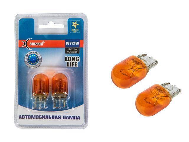 Лампа 12 В 21 Вт 1-контактная без цоколя желтая Long Life 2 шт. блистер Xenite