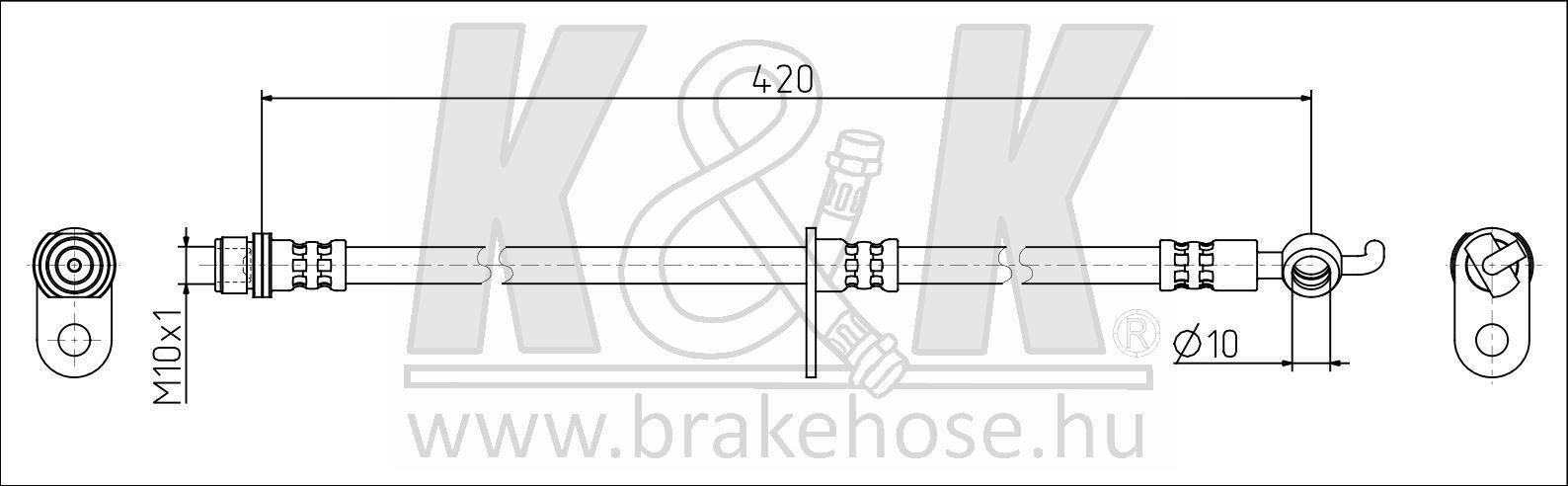 Шланг тормозной Toyota Land Cruiser (J200); Lexus LX передний левый \ K&K FT1717
