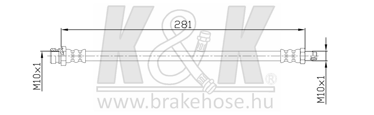 Шланг тормозной Mitsubishi Outlander (CW), Lancer (CY) задний \ K&K FT0748