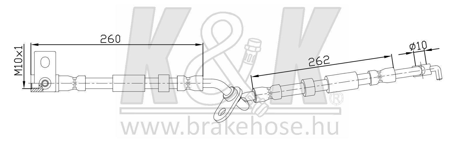 Шланг тормозной Mazda 6 (GG) 02-03 передний левый \ K&K FT0706