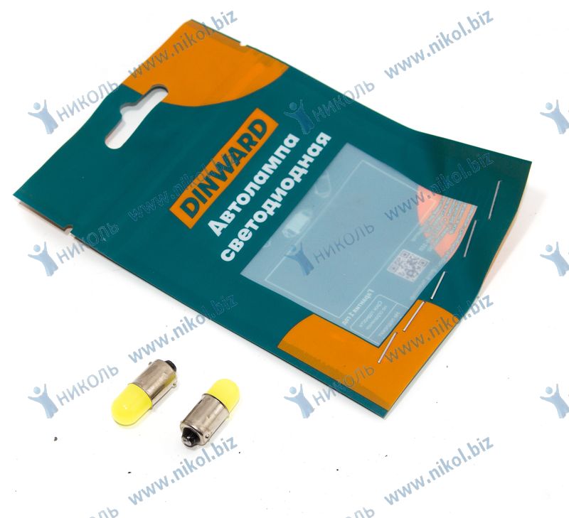 Лампа светодиод 12-4 (габарит) белая 3D COB DINWARD BA9s (к-т=2шт)