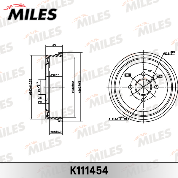 Барабан тормозной MILES Opel Astra/Vectra 4 болта
