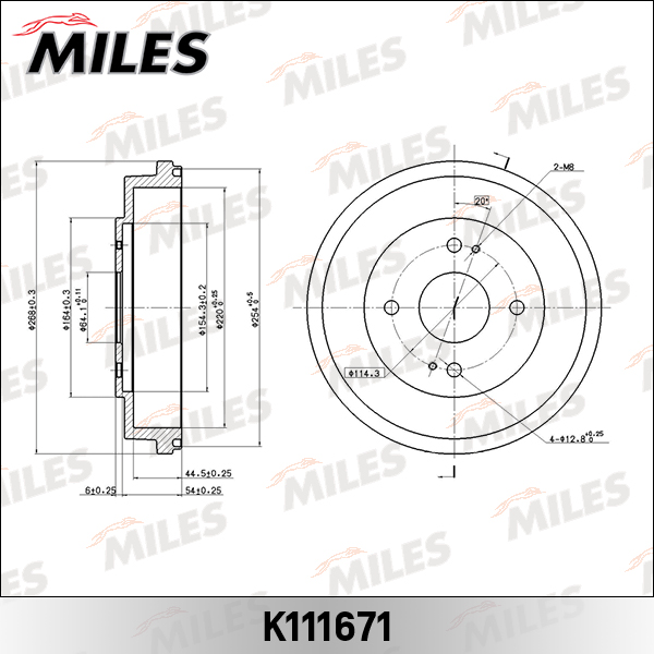 Барабан тормозной MILES Барабан тормозной Honda Accord 2.0 90- 220mm