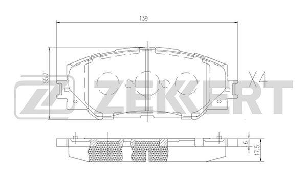 Колодки тормозные Toyota Corolla (E150,E180) 06-, Auris 07-, RAV 4 06- передние (Akebono) Zekkert BS2683