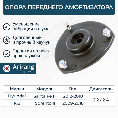 Опора амортизатора Hyundai Santa Fe 09-12, Kia Sorento 09-18 передняя