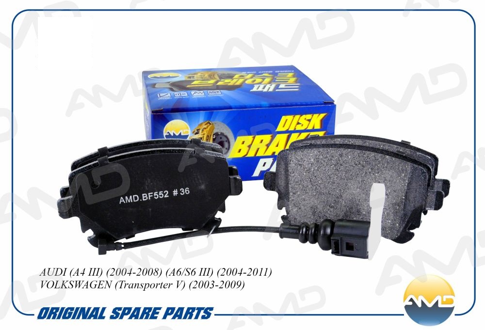 Колодка дискового тормоза 4F0698451F / AMD.BF552 (задняя) / AUDI (A4 III) (2004-2008) (A6/S6 III) (2004-2011) VOLKSWAGEN (Transporter V) (2003-2009)