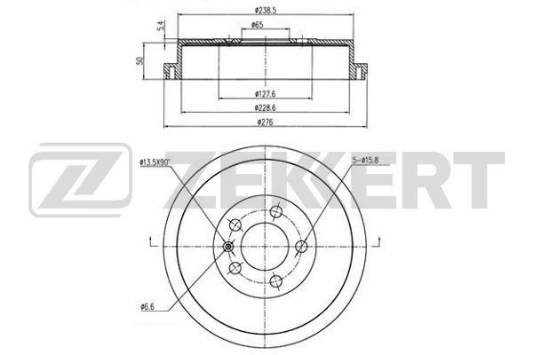 Барабан тормозной VAG Polo Sedan (RUS) 10-; Rapid 12-19 1KH 228 мм Zekkert