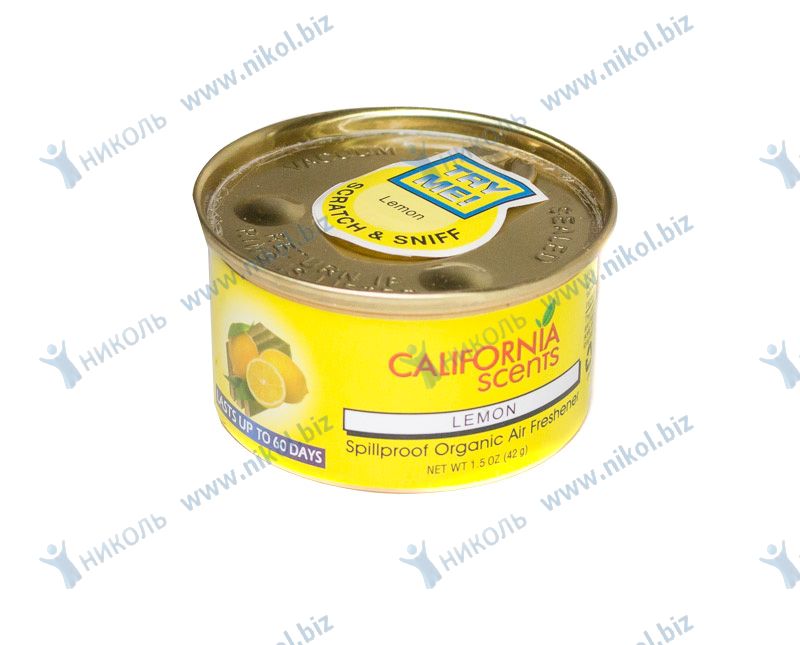 Освежитель на панель California Scents лимон (жестяная банка)