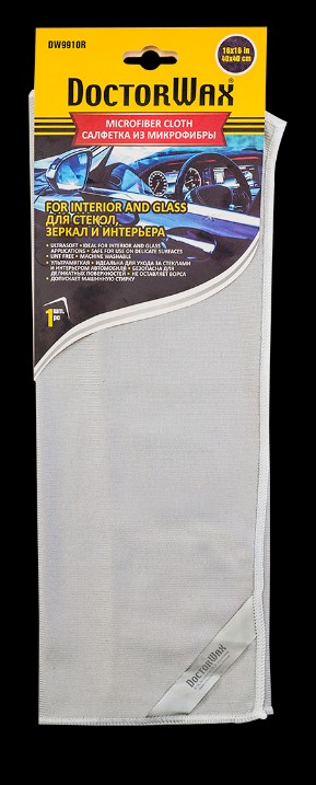 Салфетка Doctor Wax микрофибра для стекол, зеркал и интерьера 40 х 40 см DW9910s