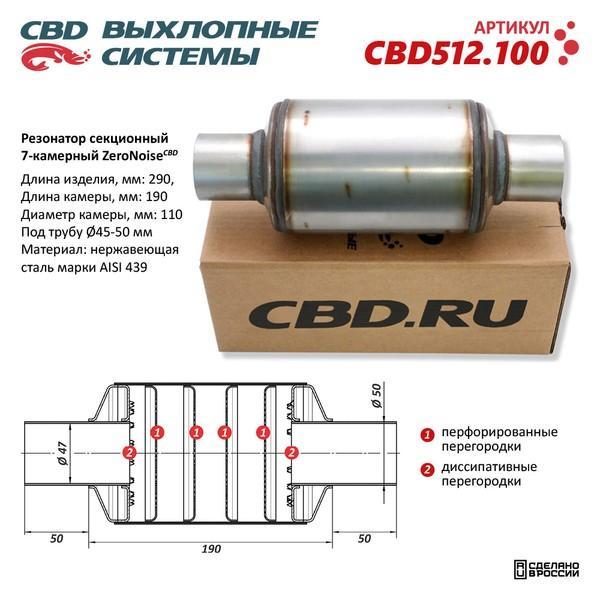 Резонатор универсальный 290 х 110 х 50 под трубу CBD