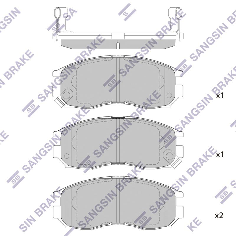 Колодки тормозные Mitsubishi Galant, Lancer 1.8-2.0 88-00 передние SANGSIN