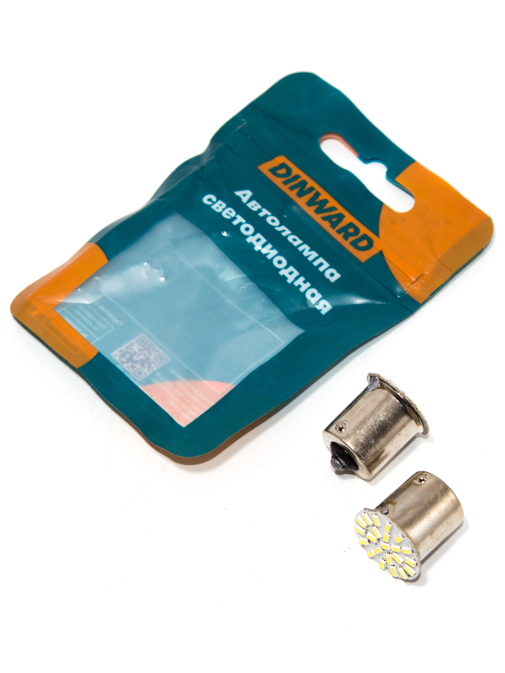 Лампа светодиод 12-21 (стоп, габарит) белая 22SMD (3014) BA15s DINWARD (к-т=2шт)