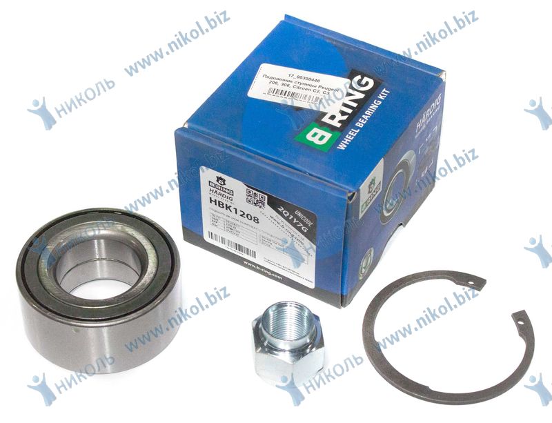 Подшипник ступицы Peugeot 206, 306, Citroen C2, C3 передней (рем. к-т) B-RING HÄRDIG