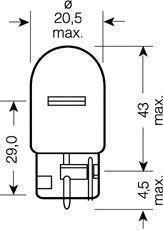 Лампа 12 В 21 Вт 1-контактная без цоколя W21W Osram 