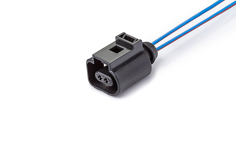 Разъем 1J0973702 (2pin) 2 контакта датчика детонации, температуры, износа тормозных колодок, включение ламп заднего хода, датчика ГУРа для Audi, Seat, Skoda, Volkswagen.