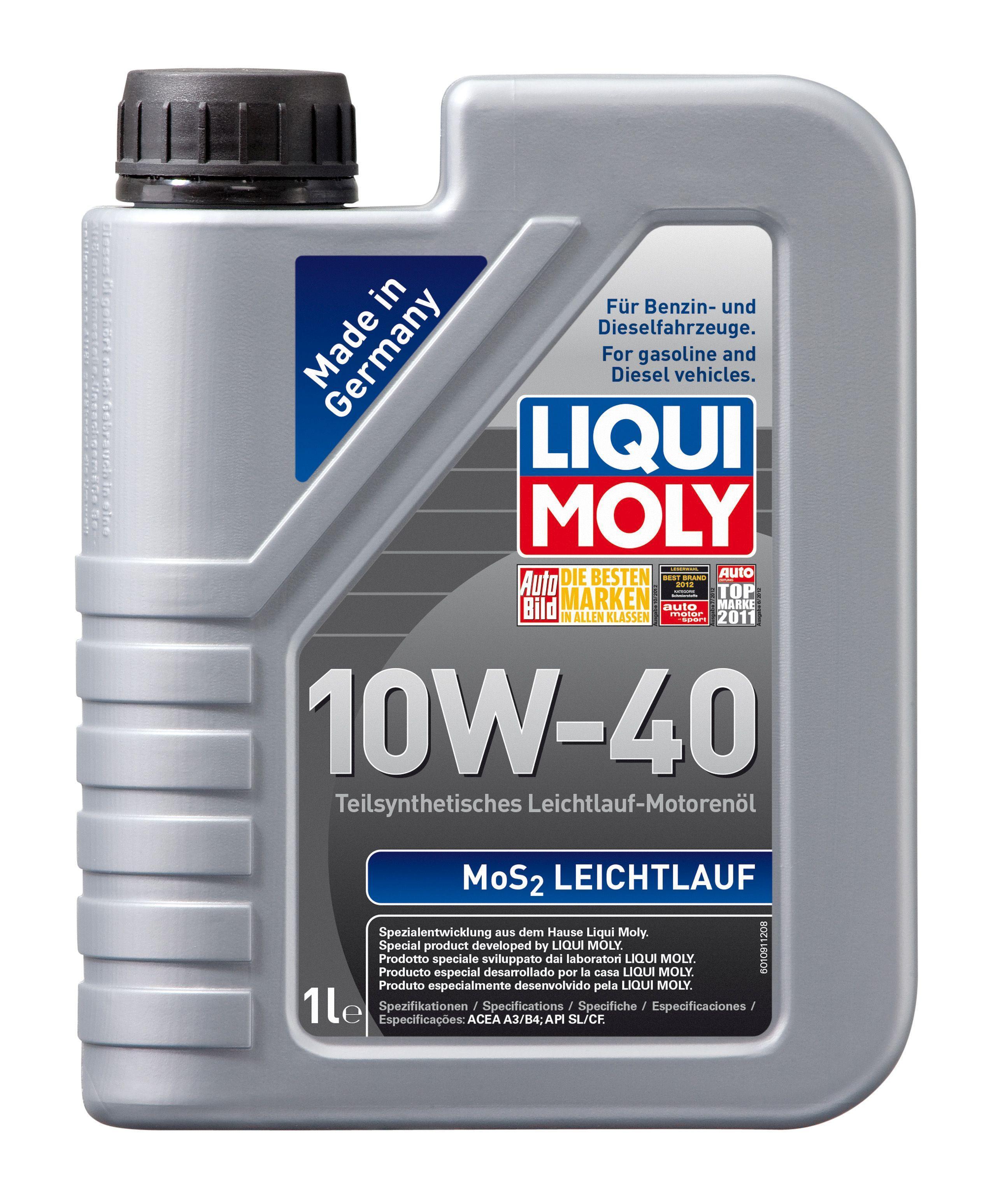 Масло моторное LiquiMoly 10W-40 MoS2 Leichtlauf п/синтетическое SL/CF А3/В3 1л / 10W40