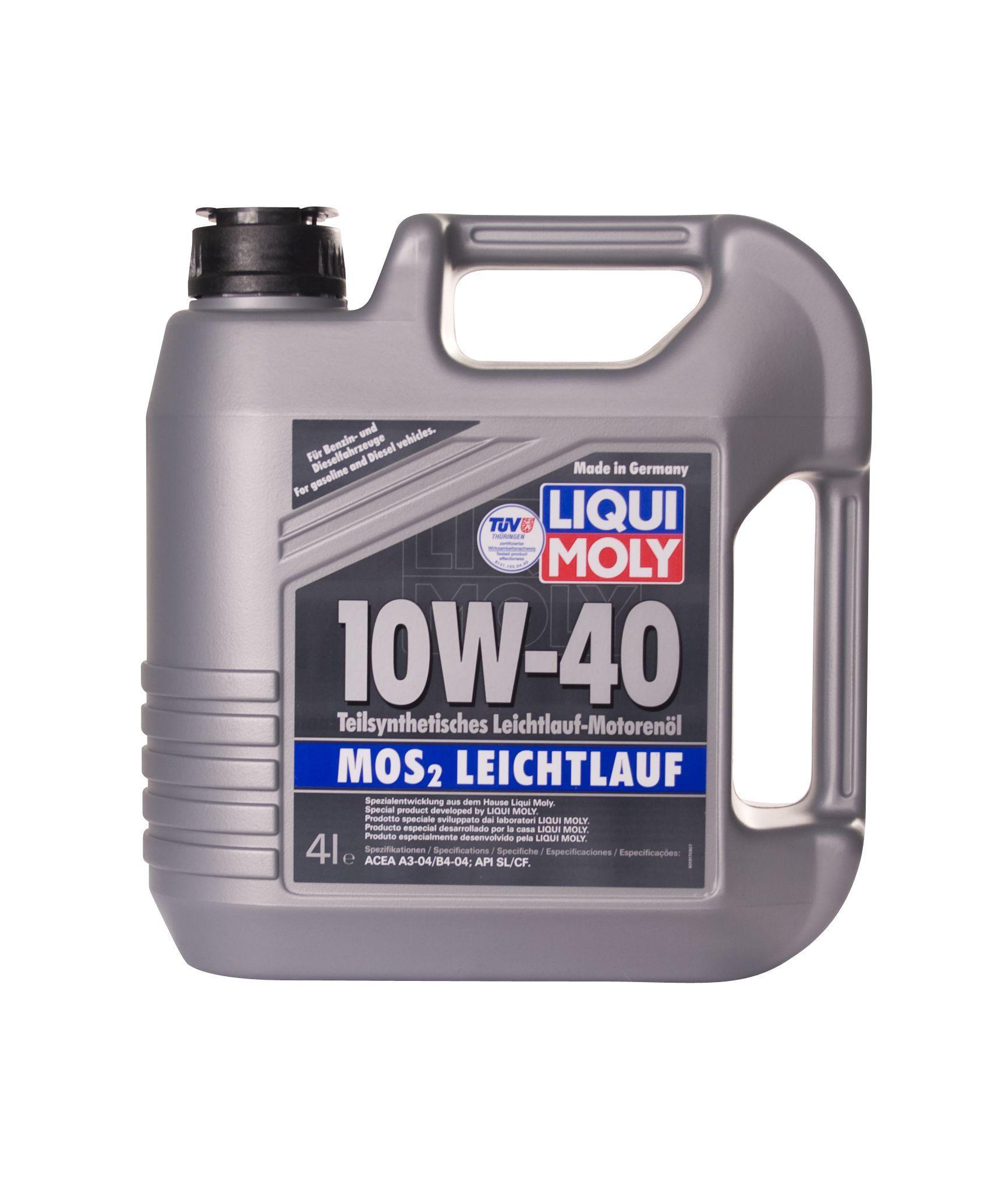 Масло моторное LiquiMoly 10W-40 MoS2 Leichtlauf п/синтетическое SL/CF А3/В3 4л / 10W40