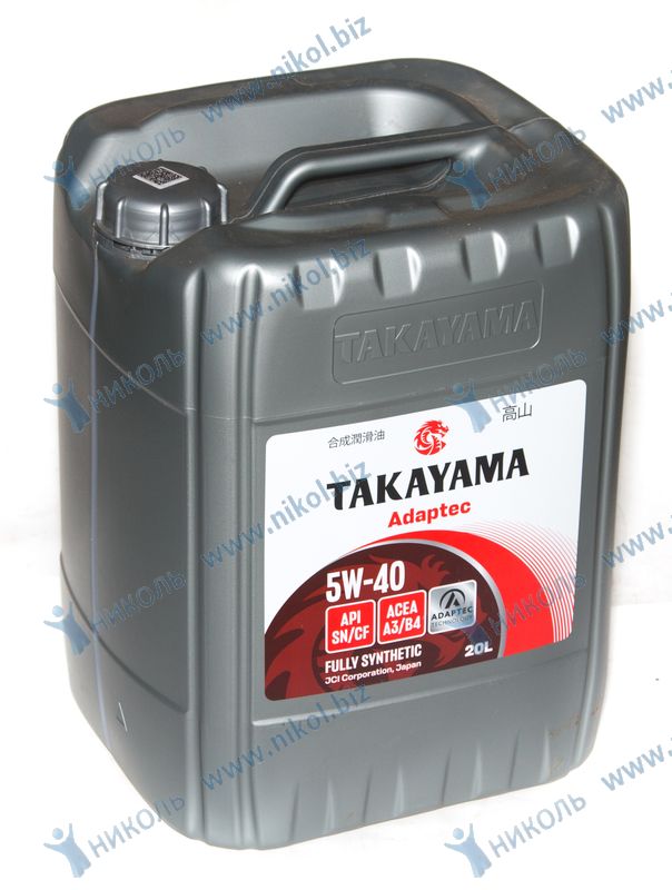 Масло моторное Takayama 5W-40 Adaptec API SN/CF, ACEA A3/B4 синтетическое 20л/ 5W40