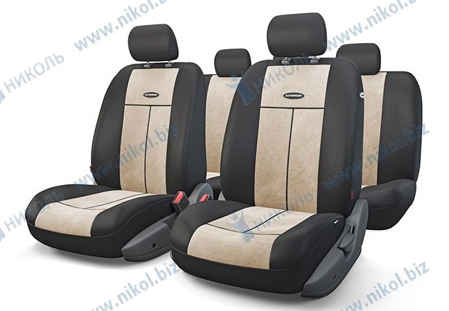 Чехлы универс AUTOPROFI TT полиэстер/велюр AIRBAG (9 предм) черный/св.бежевый М