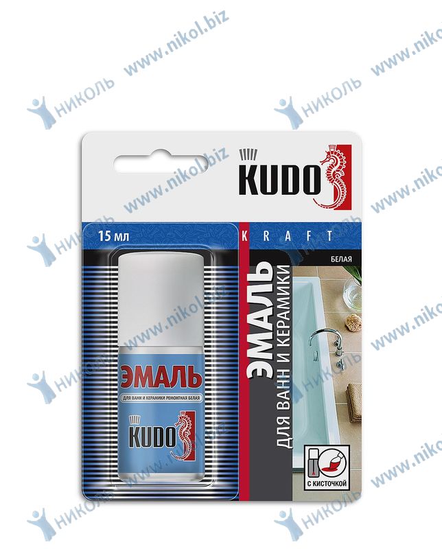 Краска для ванн и керамики "KUDO" белая (15 мл) (с кисточкой)