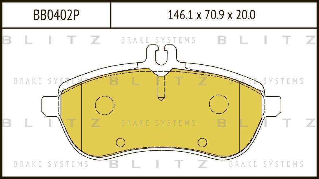 Колодки тормозные дисковые передние MERCEDES W204 07-> BLITZ