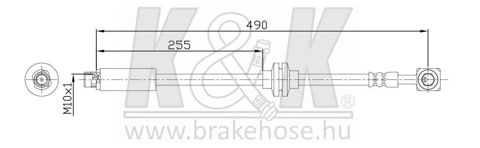 Шланг тормозной Opel Mokka (J13) 12- передний левый \ K&K FT1337
