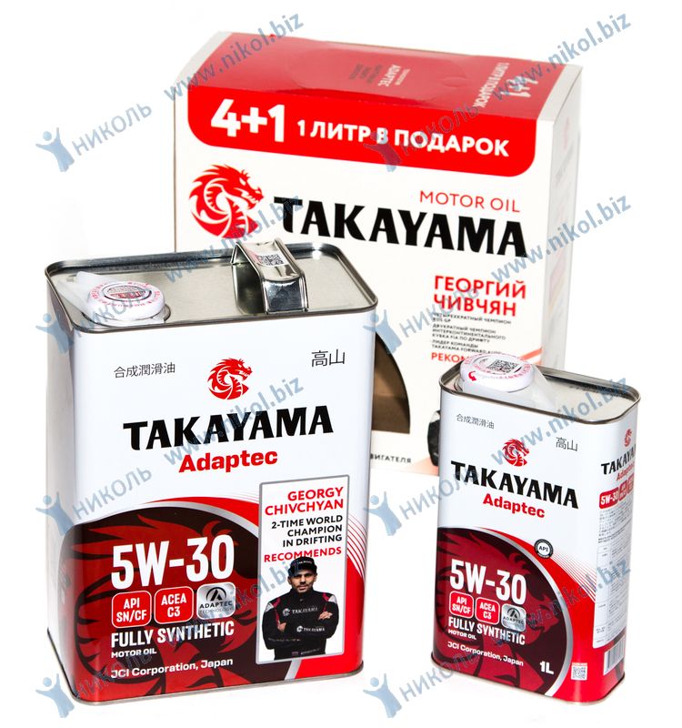 Масло TAKAYAMA Adaptec 5W30 C3 SN/CF (5л) с жесть АКЦИЯ 4+1