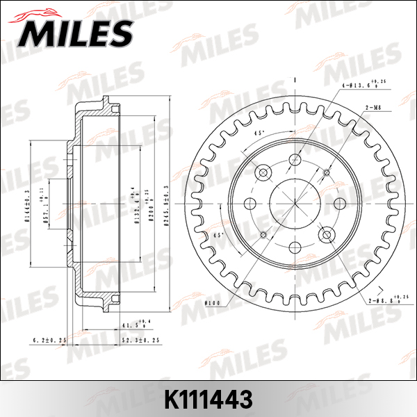 Барабан тормозной Kia Spectra 00-, Sephia I 93-, Shuma I, II 96- задний Miles
