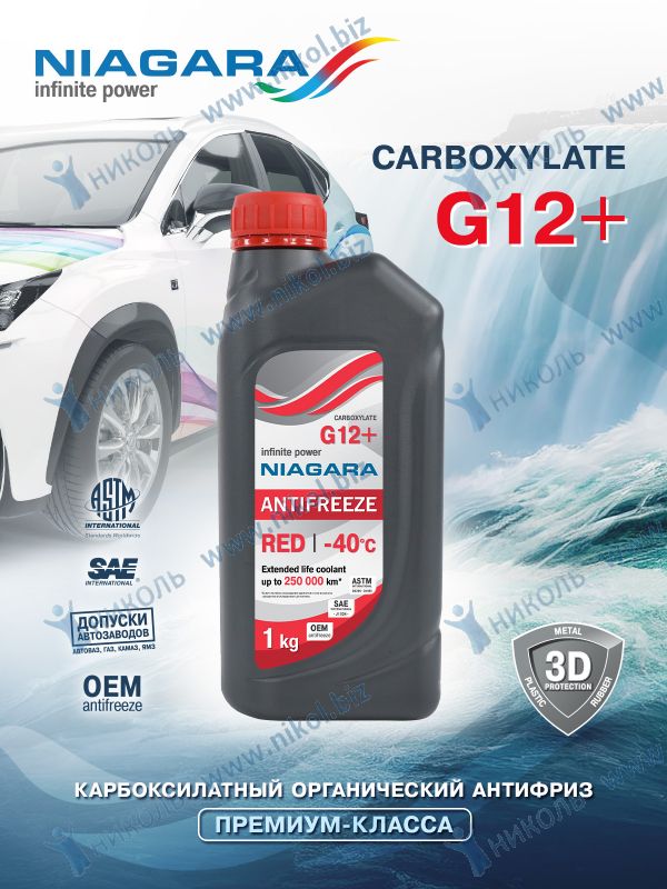 Антифриз красный Ниагара G12+ -40С (карбоксилатный) ( 1кг)