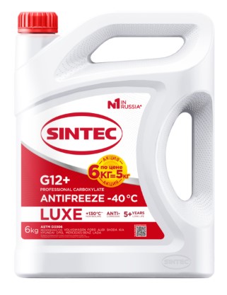 Антифриз Sintec Luxe красный G12+ (-40) 6 кг Акция 6 кг по цене 5 кг