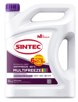 Антифриз Sintec Multi Freeze violet 6 кг Акция 6 кг по цене 5 кг