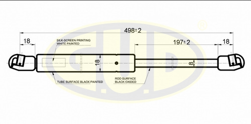 Упор багажника MINI MINI/ONE/COOPER/WORKS (R50, R53) 06/01- 330N L=498/197MM_G.U.D