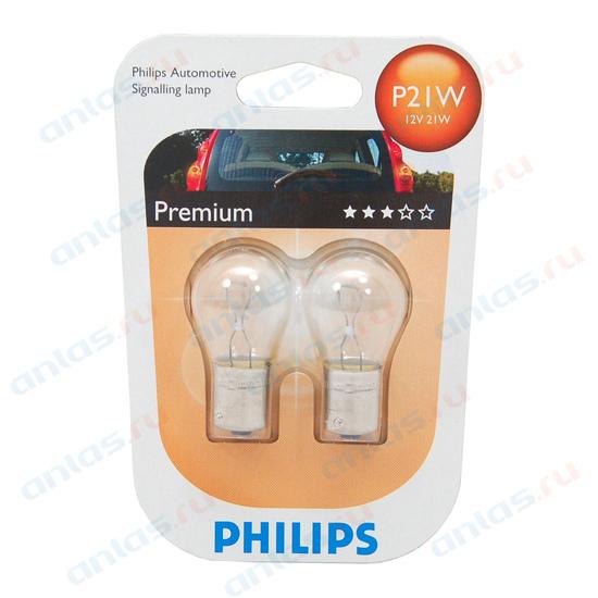 Лампа 12 В 21 Вт 1-контактная металлический цоколь блистер 2 шт. Philips 