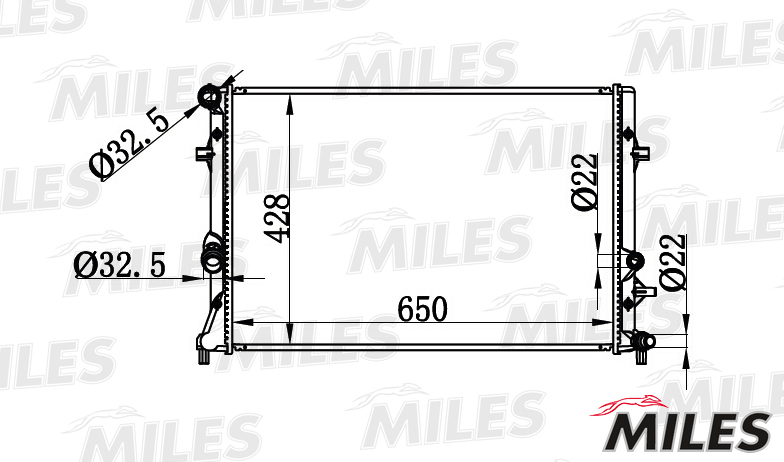 Радиатор MILES VAG A3 / JETTA III / CADDY 1.2 05-