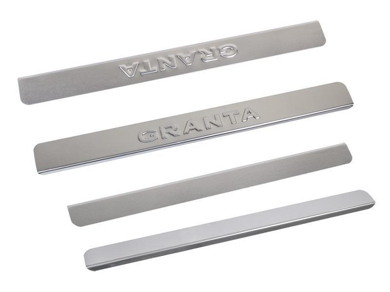 Накладки на пороги для а/м ВАЗ 2190 внутренние надпись Granta нерж.сталь 4 шт. Dollex