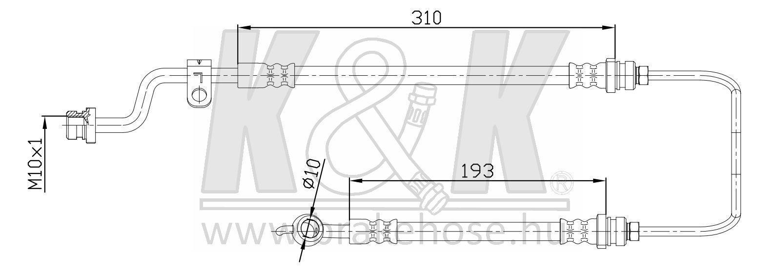 Шланг тормозной Kia Cerato 04- передний левый \ K&K FT0733