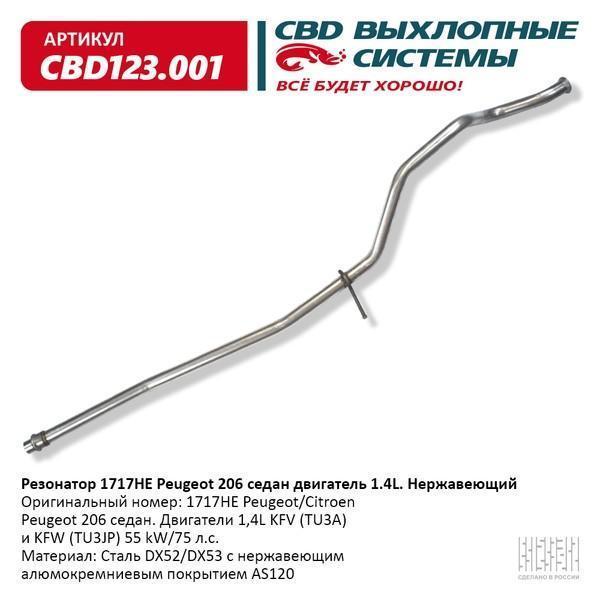 Резонатор Peugeot 206 двс 1,4
