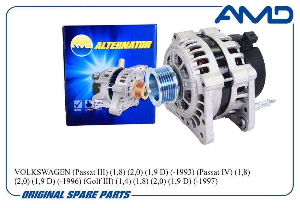Генератор (90A) (POLYV6) VOLKSWAGEN (Passat III) (1,8) (2,0) (1,9 D) (-1993) (Passat IV) (1,8) (2,0) (1,9 D) (-1996) (Golf III) (1,4) (1,8) (2,0) (1,9 D) (-1997)